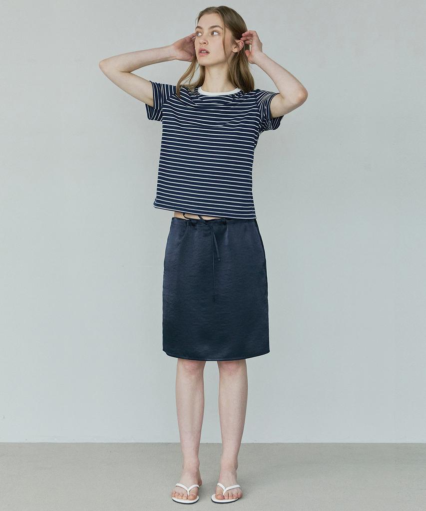 Ihr Satin Midi Skirt / Navy