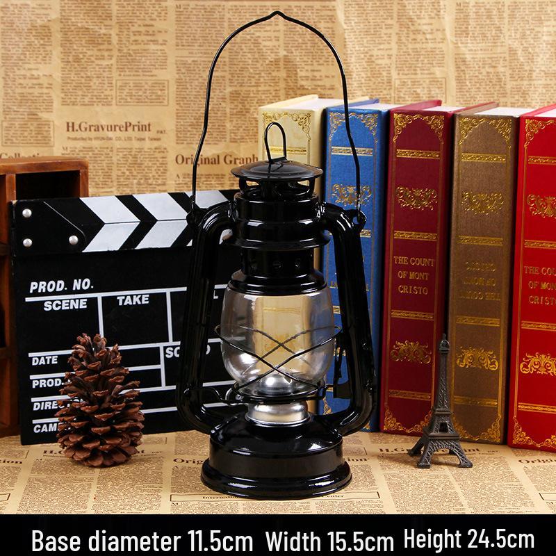 Ностальгический Ретро Кованый Железный Керосиновый Стеклянный Штормовой Фонарь - Декор для Кемпинга на Открытом Воздухе, Реквизит