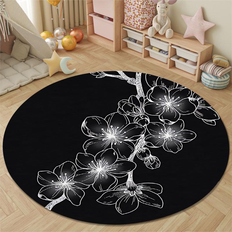Modern Round Butterfly Multicolor Rug Pad, Non-Slip Floor Mat for Bedroom