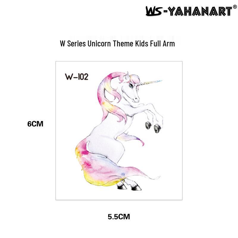 Cartoon Unicorn, Mermaid, Pirate, and Dinosaur Space Water Transfer Tattoo Stickers