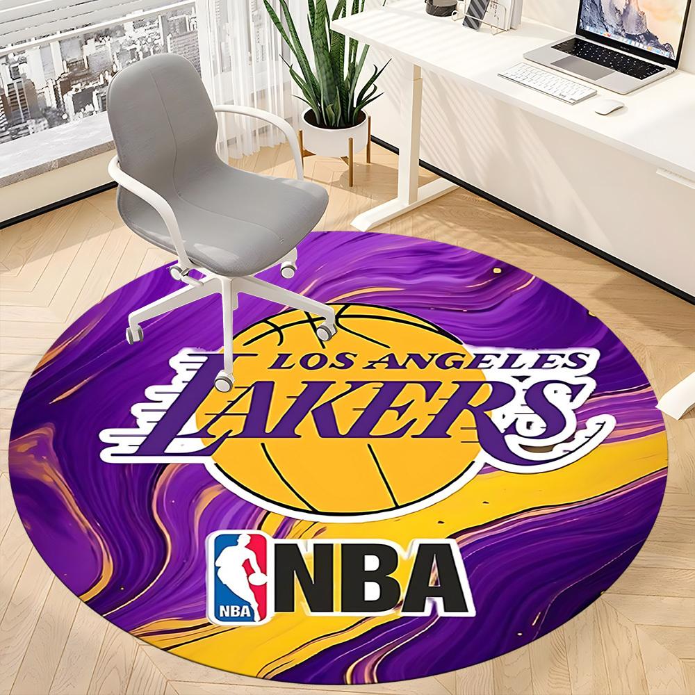 1 шт. Круглый ковер для офиса с изображением Баскетбольной команды Lakers, Под офисные стулья, Спальня, Гостиная, Домашний декор a0926182