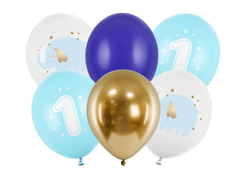 Balony Lateksowe Roczek Słonik, Pastelowe Niebieskie 30Cm, 6 Sztuk