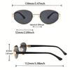 6 Pcs Retro Oval Cat-Eye Fashion Glasses with Golden Metal Frame - Fashion Unisex Decorative Eyewear for Daily Wear & Parties