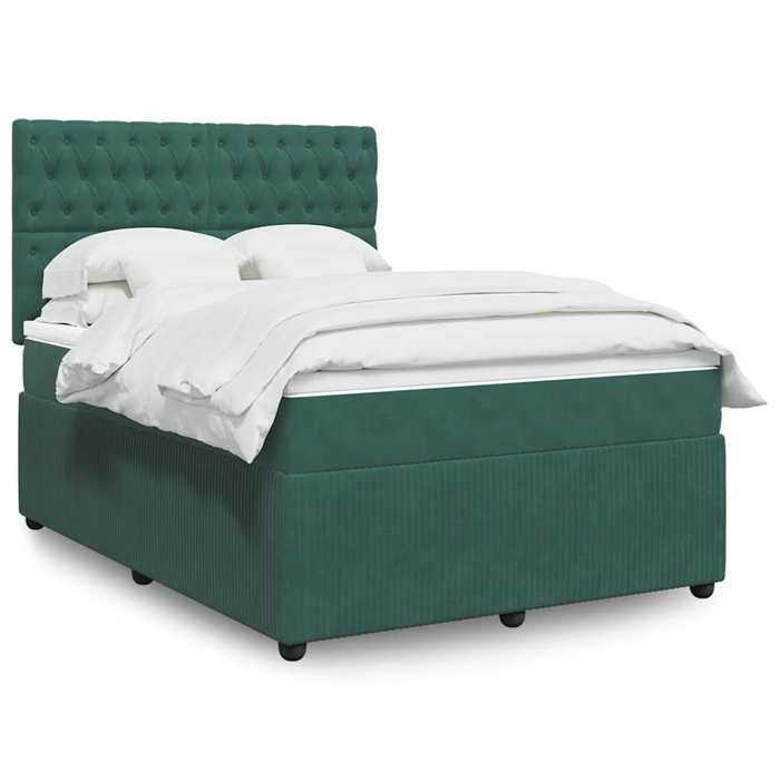 Maison Exclusive - Sommier à lattes de lit et matelas Vert foncé 140x190cm Velours