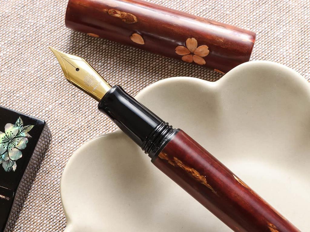 WANCHER Fountain World Birch Mountain Cherry Blossom Rain Natural Japanese Traditional World Birch Craft Fountain Medium Nib Pen, Craft, Design, Wood,