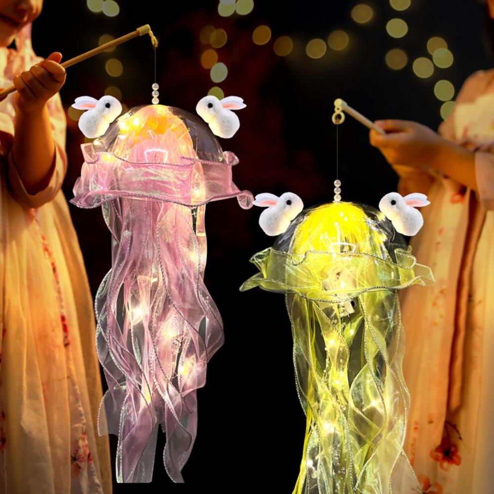 Светящийся фонарь в виде медузы, мультяшный кролик, светодиодный ночник, новый фонарь для фестиваля середины осени, свадьба