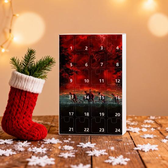 Yousheng Календарь Адвента Stranger Things 24 дня Рождественская коробка для обратного отсчета Многофункциональные праздничные украшения для детских комнат, автомобилей и вечеринок Праздничные