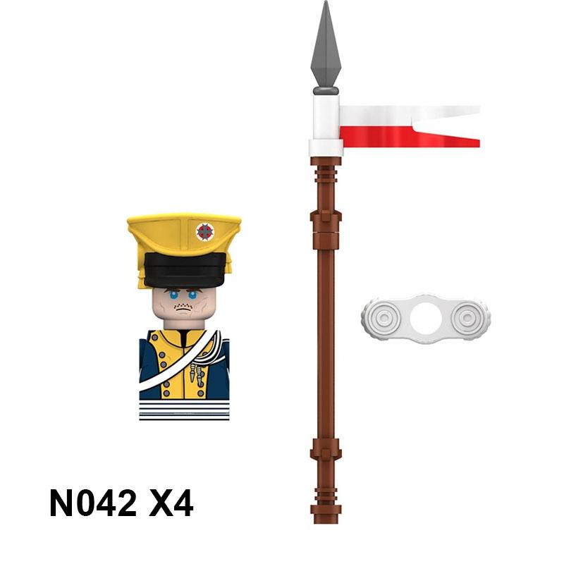 4pcs Military Building Blocks Medieval Knights Duke Marshal Figures Napoleonic Wars Weapons Sword Flags Shoulder Armor Cape Brick MOC