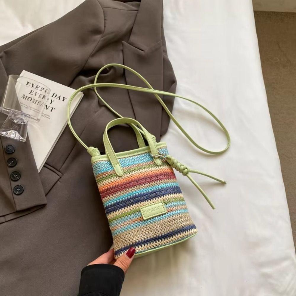 Летние сумки через плечо для отдыха, женские сумки, модные полосатые соломенные сумки для путешествий