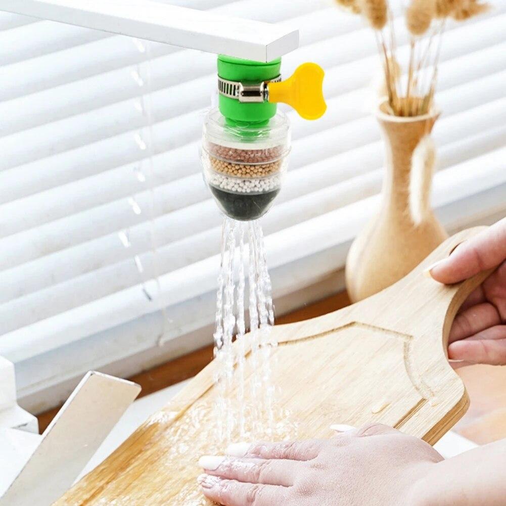 Фильтр с креплением на кран, бытовой водосберегающий спринклер, вращающийся 6-слойный очиститель проточной воды, защита от брызг для кухонной раковины