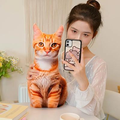 Милые Реалистичные 3D Плюшевые Игрушки Кошки Мягкая Кукла Животное Симуляция Подушка для Сна Диванная Подушка Мультяшная Кукла Домашний Декор Подарок