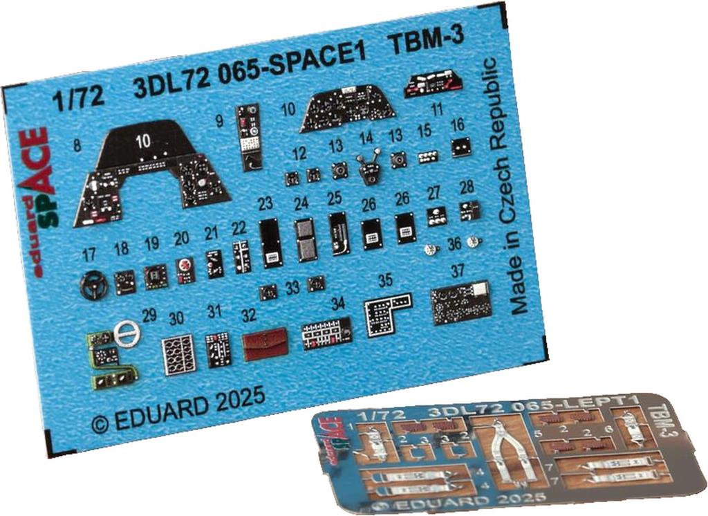 Eduard Space Series Interior 3D Parts Set Hobby Plastic Model Decal EDU3DL72065 1/72 TBM-3 Decal/Etched (for Boss) (Airplane)