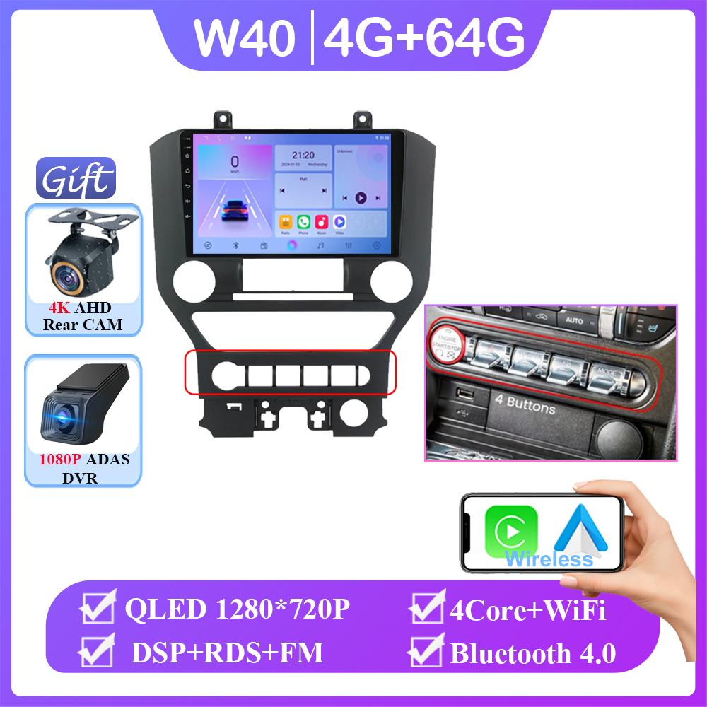 Android 14 Carplay Car Radio для Ford Mustang S550 2014 2015 – 2021 Навигация GPS Мультимедийный проигрыватель стерео WiF+4G 360 Камера BT