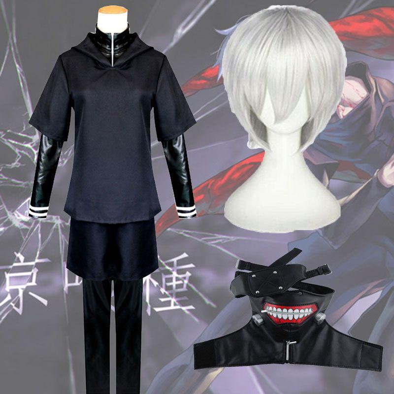 Элегантный костюм Канеки Кена из Tokyo Ghoul в полный рост с модным дизайном, идеально подходит для Хэллоуина и тематических вечеринок