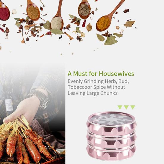 Измельчитель трав из алюминиевого сплава 63 мм с прозрачной крышкой, прочный, 4-слойный, многофункциональный, ручной дозатор специй, металлическая дробилка, измельчитель