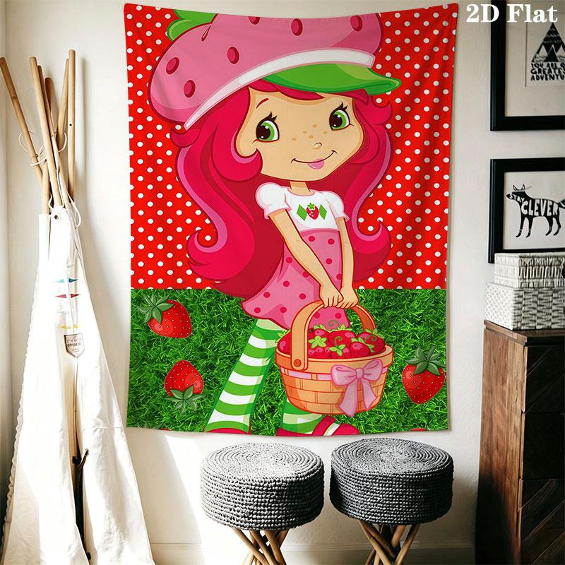 Strawberry Shortcake A Wall Hanging Printed Fabric Blanket Decorative Tapestries for Bedroom Living Room Home Decor