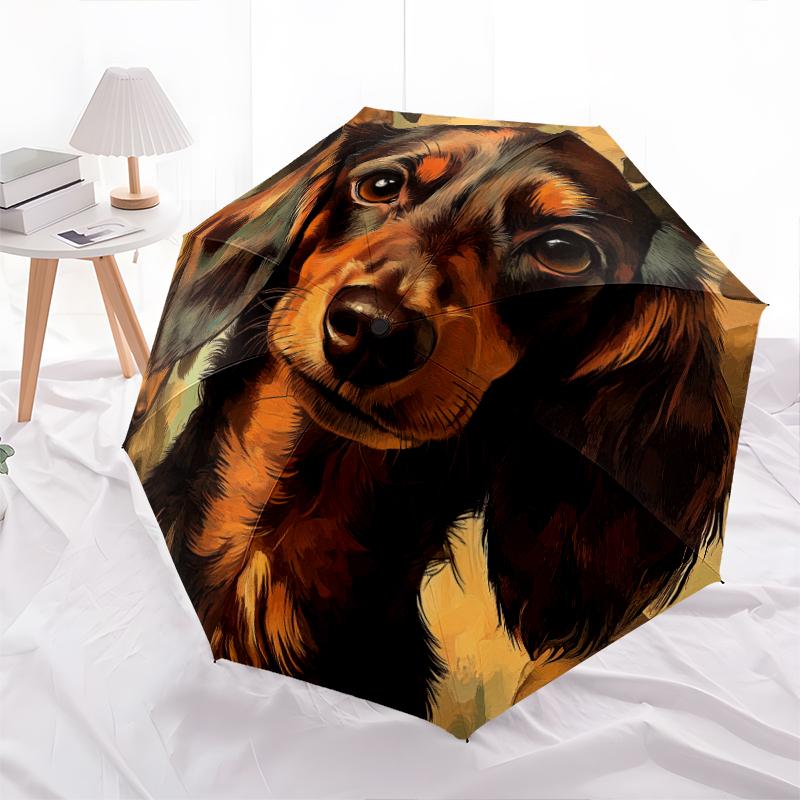 Узор с таксами, автоматический складной зонт, портативная и складная конструкция, 8 спиц, рождественский или день рождения подарок.