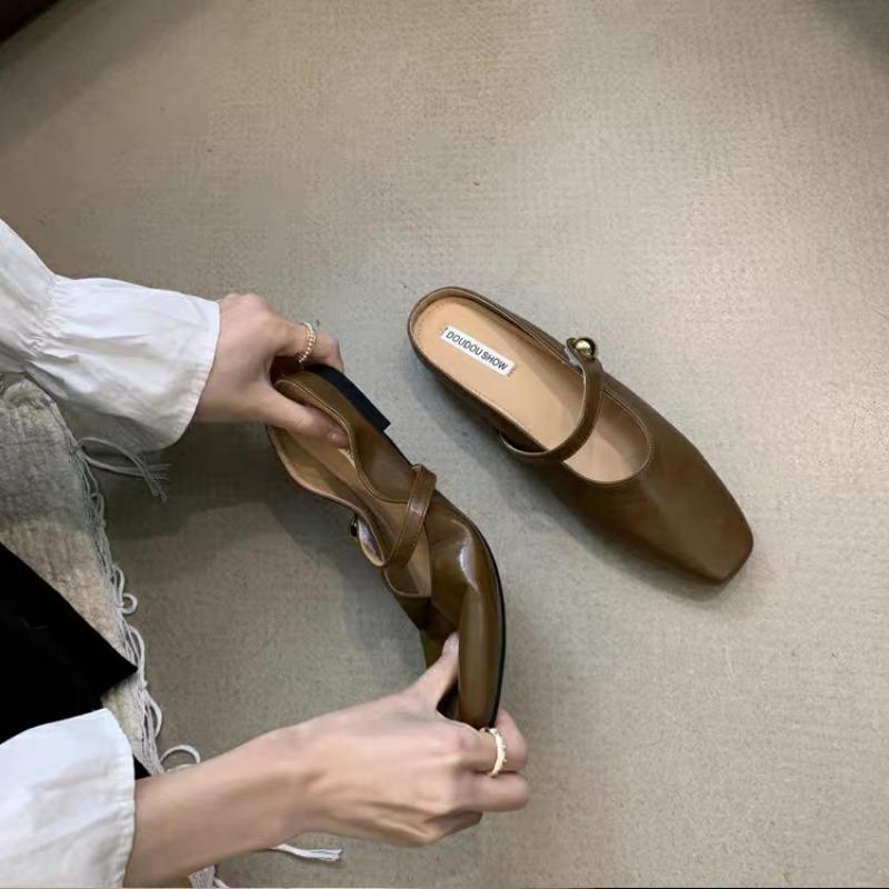 Тапочки Baotou Half для женщин 2024 года, новая летняя верхняя одежда, серебристые босоножки на мягкой подошве без каблука