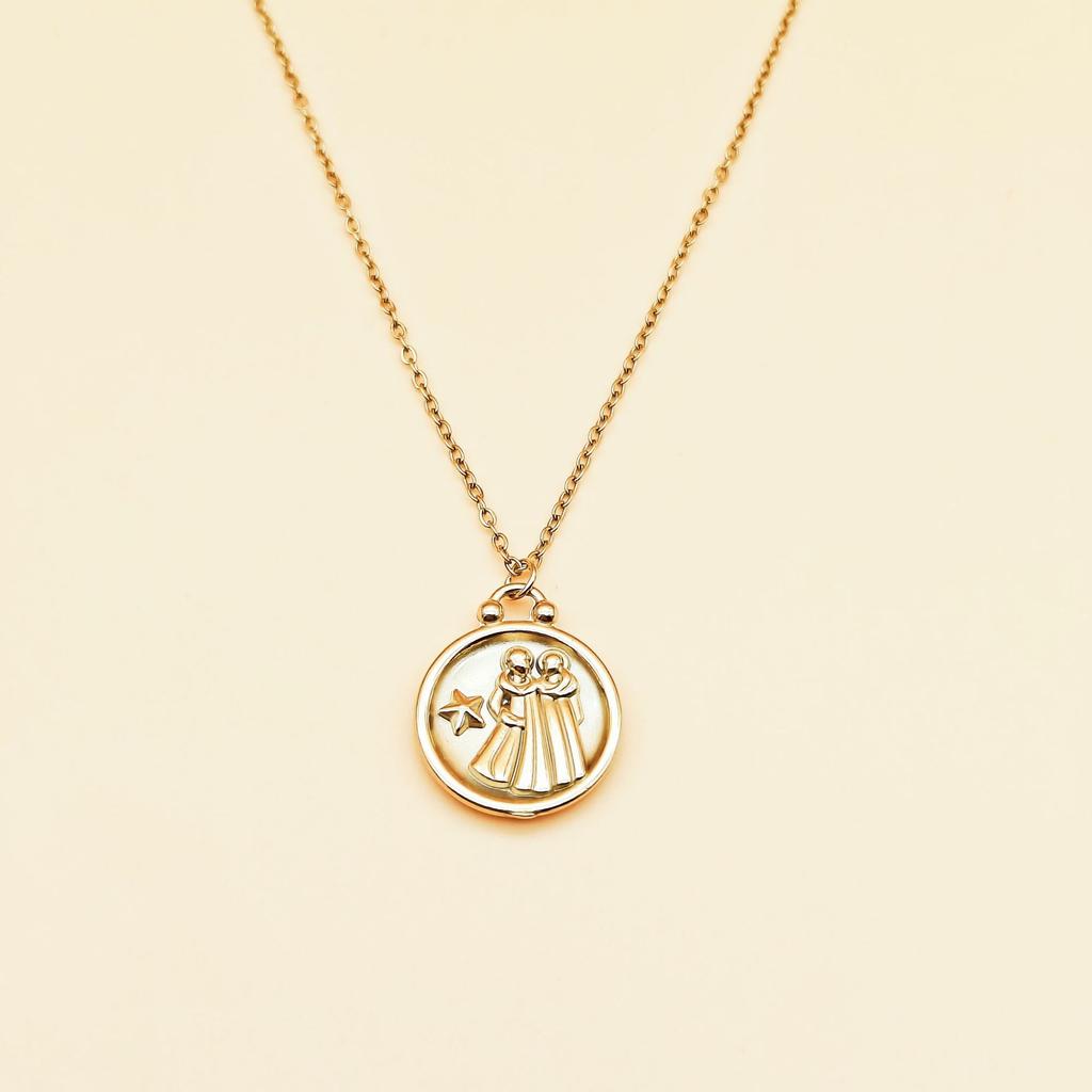 Маленькие и универсальные украшения для темперамента, рельеф двенадцати знаков зодиака, чувство дизайна, круглая подвеска, ожерелье из титановой стали для женщин