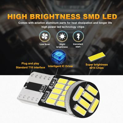 10 шт. T10 W5W Led 168 194 Чисто-белая сигнальная лампа Canbus 4014 26SMD для салона автомобиля Карта Потолочные светильники Парковочные габаритные огни