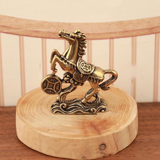 Статуэтка Лошади Фэн-шуй 2026 Год Лошади Настольные Латунные Украшения Китайский Новый Год Благословение Сувенир Скульптура Зодиакального Животного для Фестиваля Домашний Декор