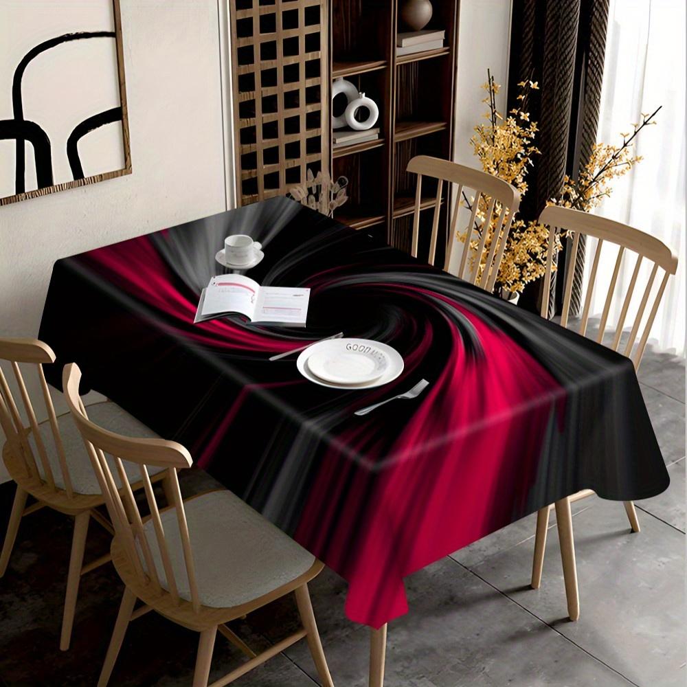 One fashionable black and red gradient vortex pattern tablecloth, suitable for home, restaurant and office table use.zyc