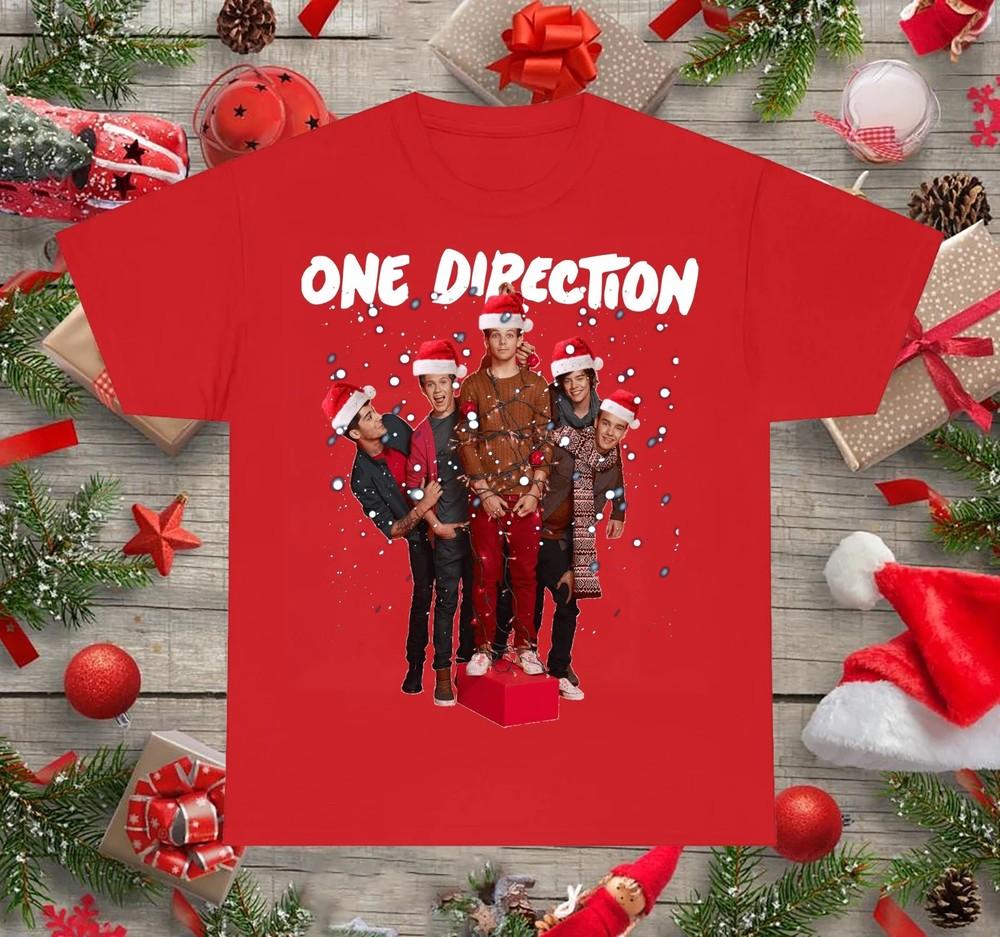 Новая Рождественская Подарочная Футболка One Direction Для Фанатов Размеры от S до 5XL Красная Футболка DM804 Унисекс Футболка