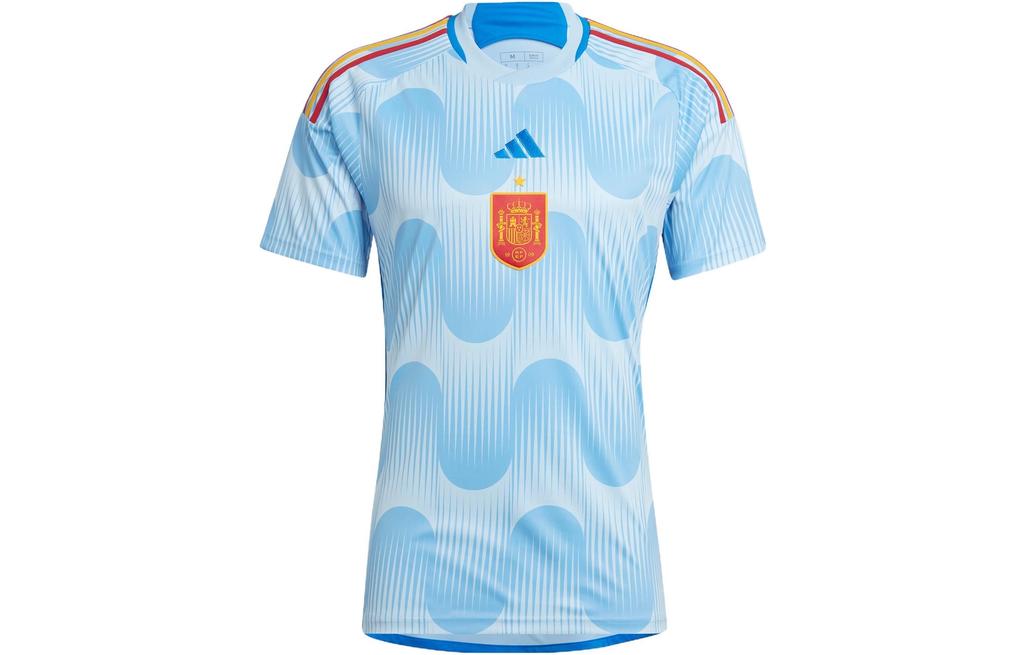 Adidas 2022 Чемпионат мира по футболу в Катаре Эмблема Напечатана Короткий рукав Футбольная форма Испания Выездная