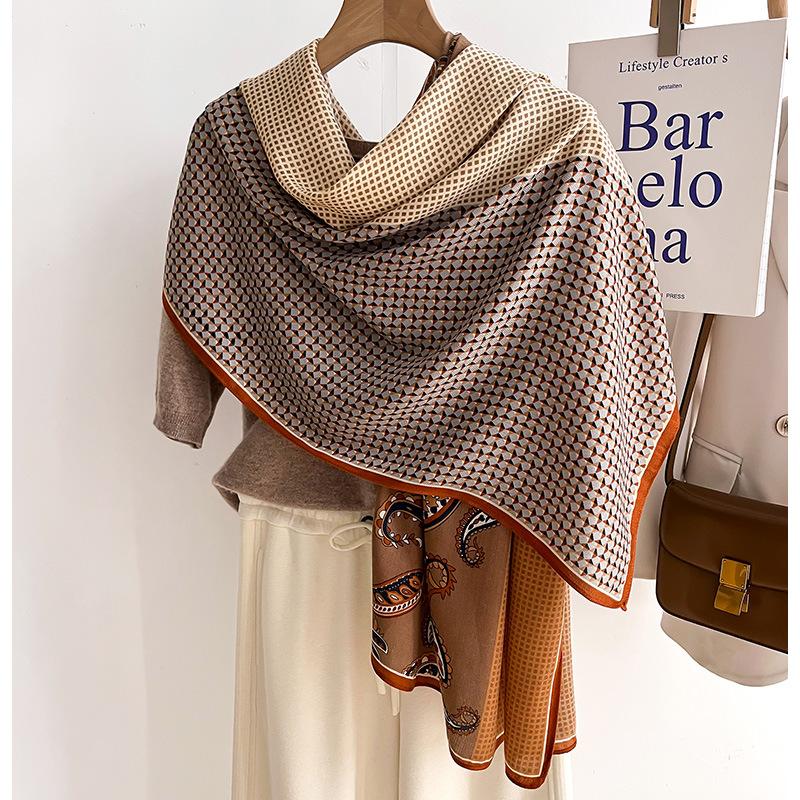 Новый модный шелковый шарф с ретро-принтом пейсли для женщин, осенне-зимний теплый платок, роскошная шаль, женские ветрозащитные шарфы, фуляр, буфандас