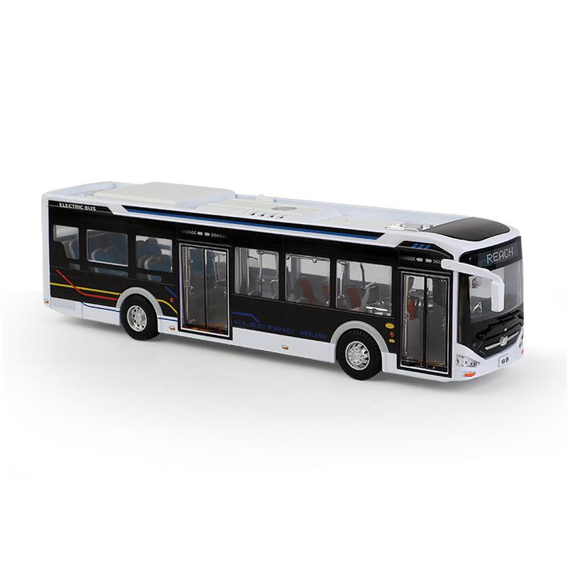 ABBZ1 1/42 Ka'er New Energy Bus Alloy Bus Model Bus Toy Sliding Sound and Light Children Toy Christmas Gift Airport Bus