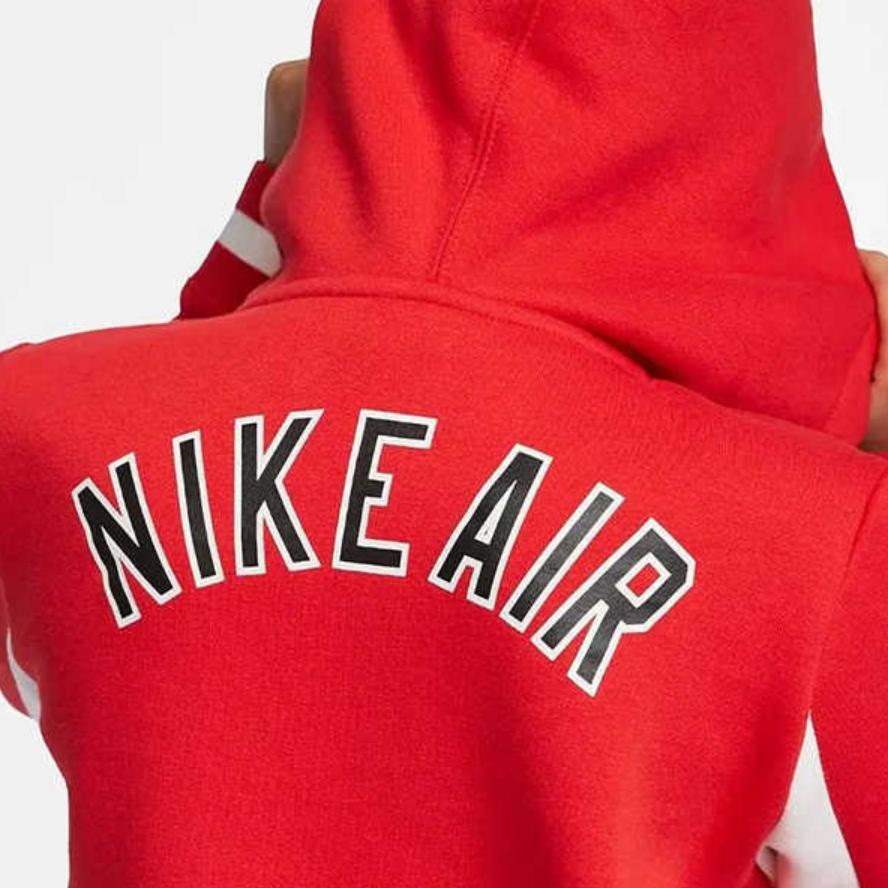 Nike Однотонная толстовка с капюшоном и длинными рукавами с принтом логотипа, детские топы красного цвета AQ9500-657