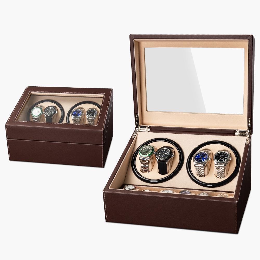 Dual-Head PU Leather Automatic Watch Winder Box