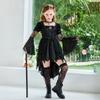Halloween Witch Costume Girls Long Sleeve Dress With Accessories Magic Vampire Demon Horn Outfit Stage Performance Party