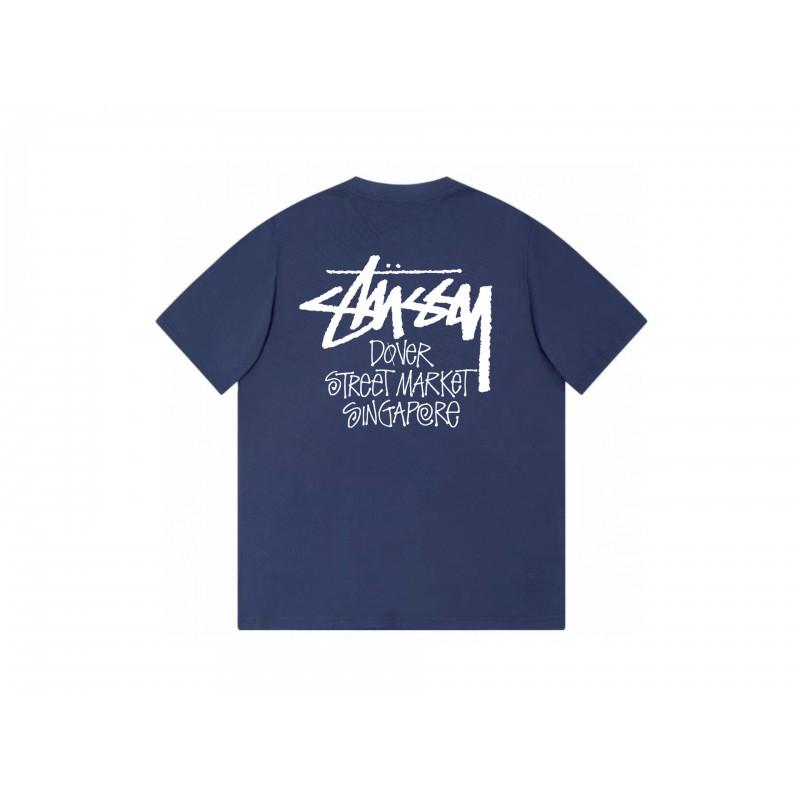 Футболка Stussy с коротким рукавом для подростков Свободный крой Хлопок 270 г Круглый вырез Повседневная одежда