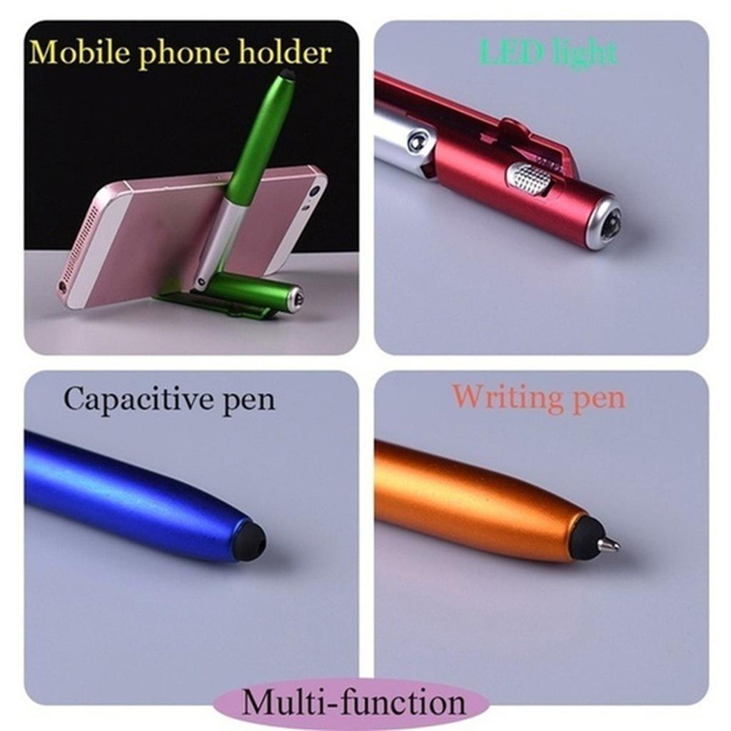 Multifunctional Foldable 4 In 1 LED Light Mobile Phone Rack Touch Ballpoint Pen