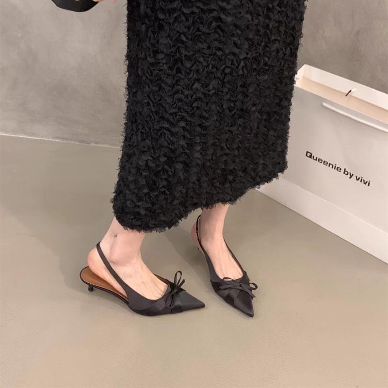 Summer High Heel Butterfly-knot Women Sandals Fashion Pointed Toe Singbacks Shoes Ladies Elegant Dancing Party Pumps