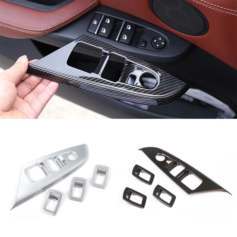 Для BMW X3 F25 X4 F26 2013 2014 2015 2016 2017 текстура из углеродного волокна/серебристая кнопка переключения подъема окна автомобиля крышка панели