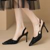 Модные сексуальные женские босоножки с острым носком 2024 года, весна-лето, новые модные туфли на шпильке с полым однотонным цветным каблуком, элегантные женские туфли на высоком каблуке