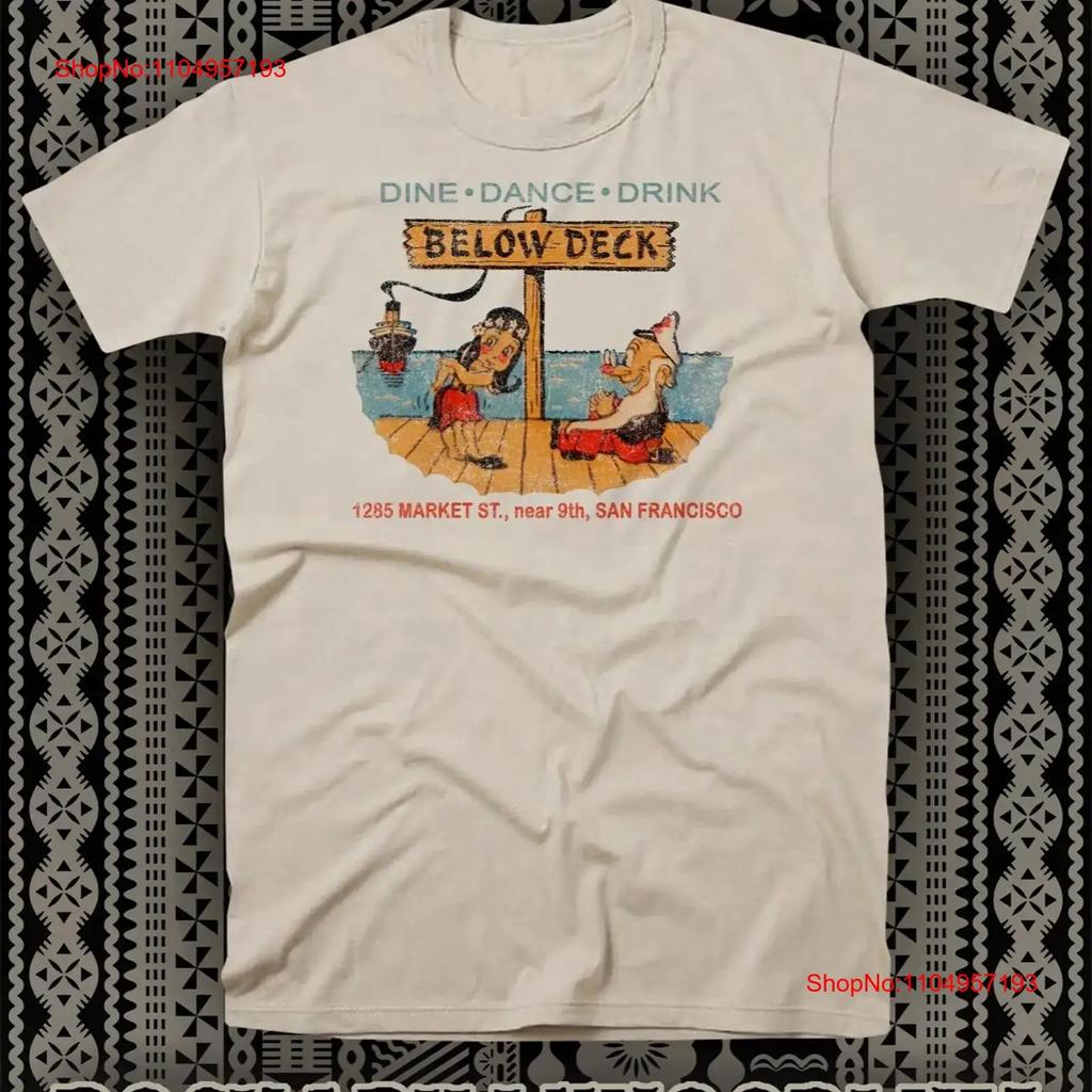 Retro Tiki Art T Shirt Bar Mug Restaurant Below Deck San Francisco CA vintage Washed streetwear Versatile graphic Unisex