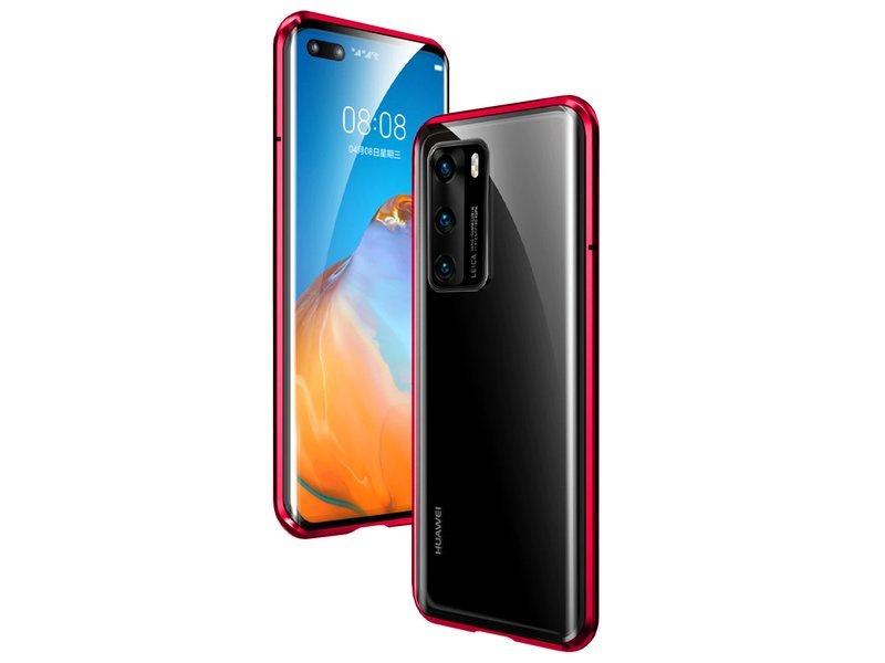 Etui Magnetyczne Szklane Dr.fit Dwustronne Do Huawei P40 Czerwone