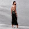 Satin Sleeveless Split Backless Sling Dress Women Spring Summer Sexy Club Long Dress Evening Robes Strapless Party Dresses 25820