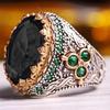 New Punk Turkey Vintage Rings Geometric Oval Black Suitable For Anniversary Party Wedding Men 'S Rings High -End Luxury Jewelry