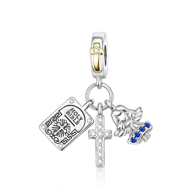 Новые крестики-шармы Подвеска-ангел Дева Мария Бусины Ожерелье Подходят для оригинальных медных браслетов Изысканные ювелирные изделия Подарок своими руками