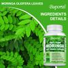 Moringa Capsules, 120 vegan moringa leaf powder capsules, an anti-inflammatory supplement that boosts the immune system, energy, and brain function.