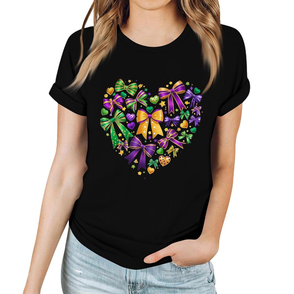 Женская повседневная футболка с карнавальным принтом, пуловер с круглым вырезом, топ с коротким рукавом