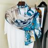 53*170cm High-grade 100% Mulberry Silk Thin Long Scarf Printed Flower Shawl Neckerchief Gift for Women