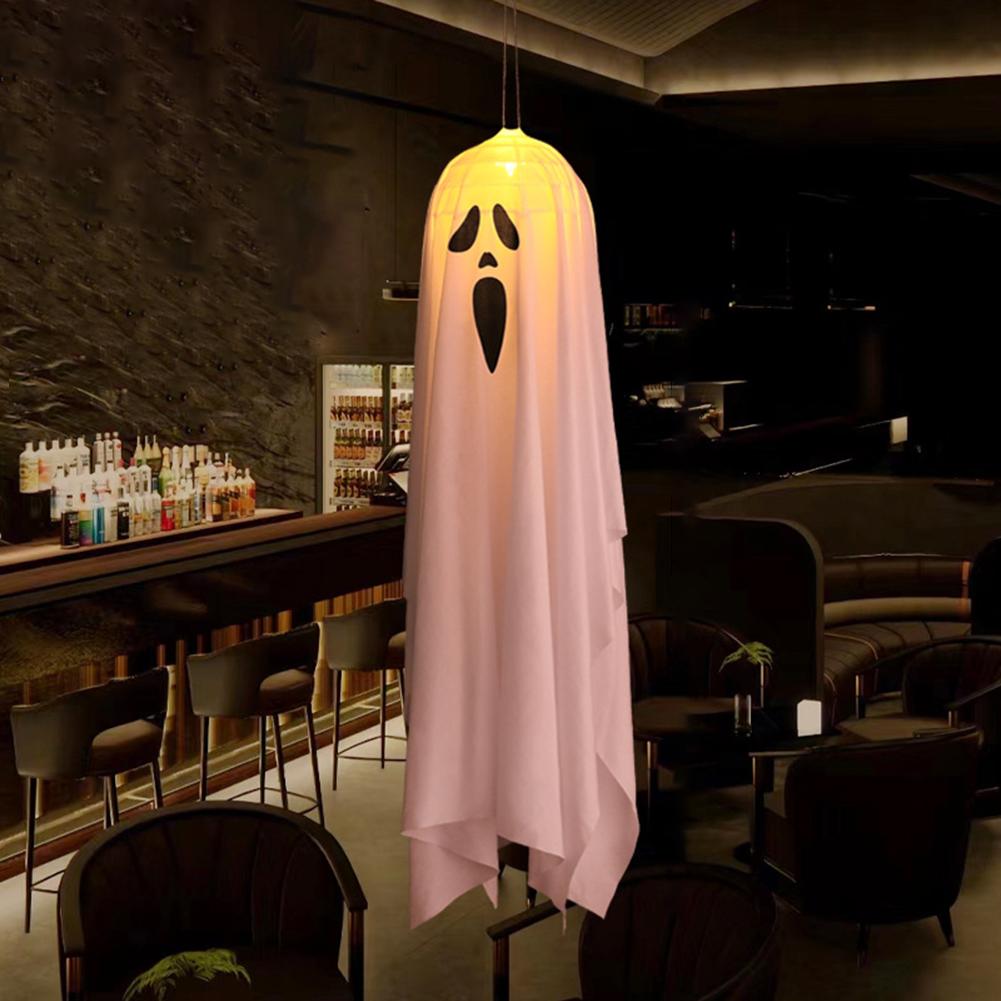 Halloween Glowing White Ghost Waterproof LED Door Hanging Ghosts Horror Props for Halloween Garden Home Room Decoration