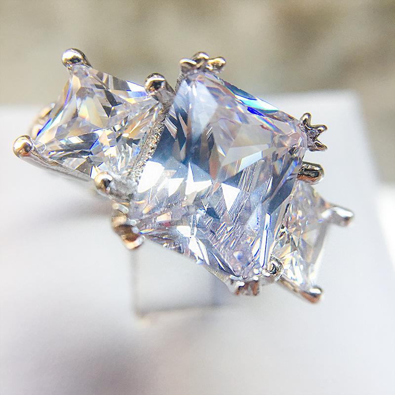 Jewelry Ring Women'S Girl Diamond Simple Square Diamond Zircon Ring Jewelry