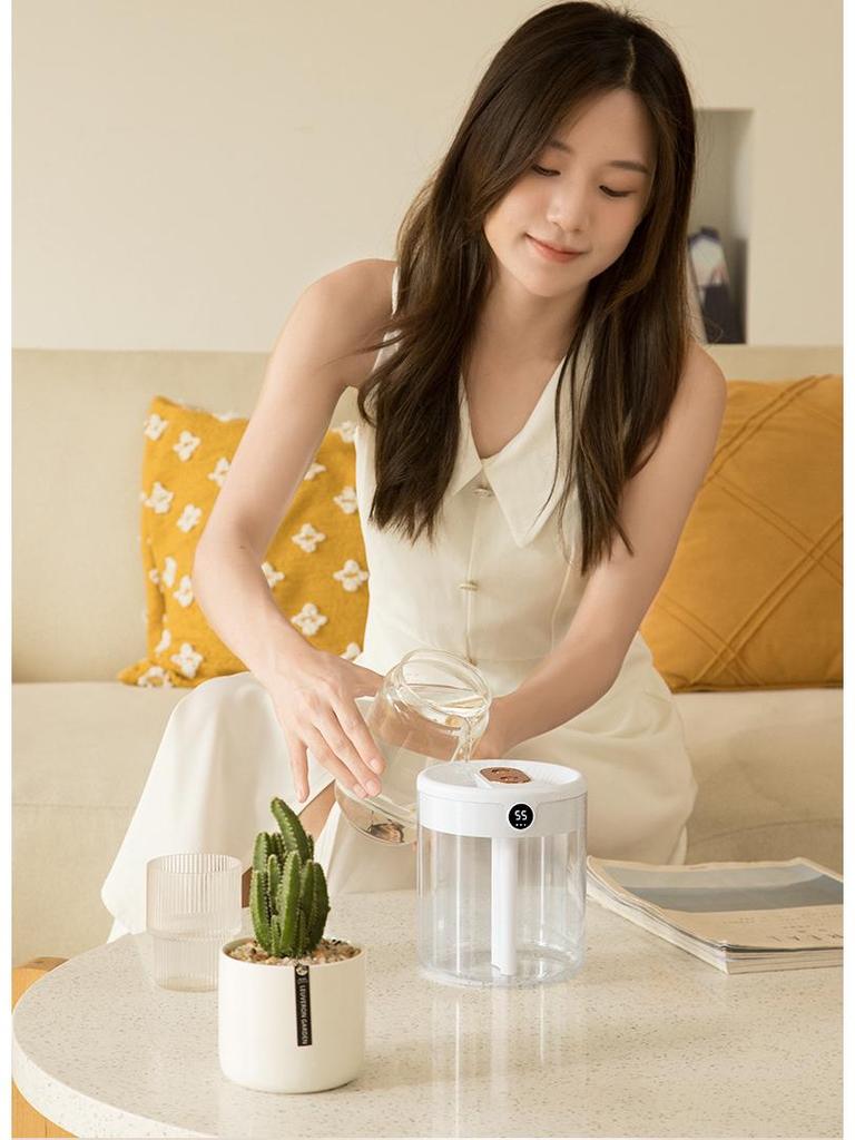 USB 2л увлажнитель с двойным распылением, бесшумной работой и ночником для дома и офиса