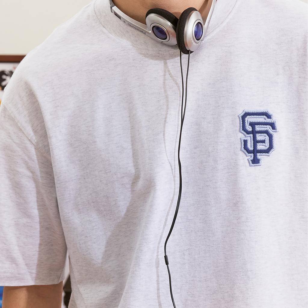 New MLB Set in Sleeve T Shirt Unisex Light Heather Gray 3ATSI0333-14MGL